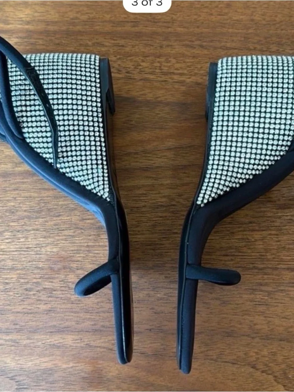 Alexander Wang Black Wedge Sandals with Crystal-Style Embellished Heel